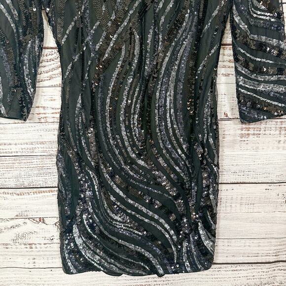 Express Silver and Black Sequin Mini Dress, EUC, Size 2, MSRP $128 - Picture 5 of 14